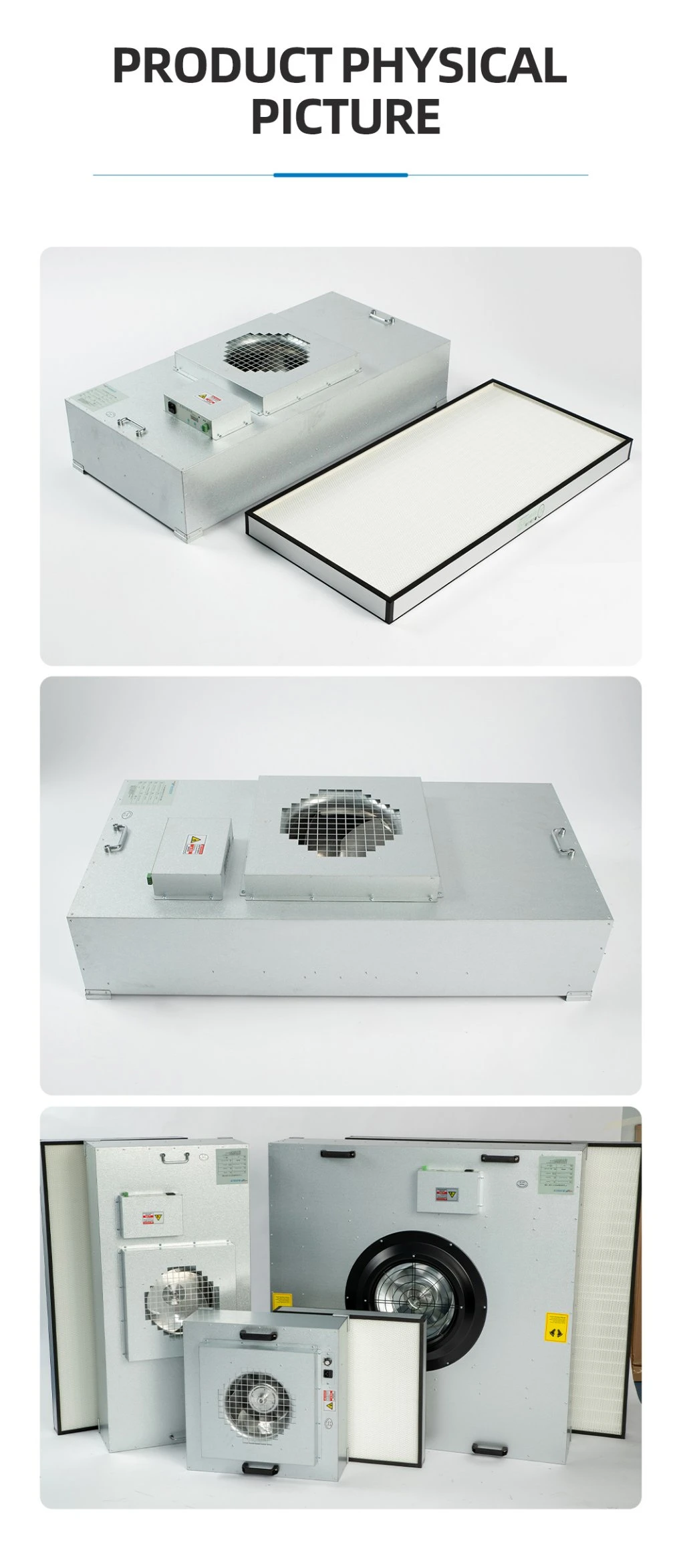 Easy Installation AC Motor Fan Filter Unit for Cleanroom Ceiling